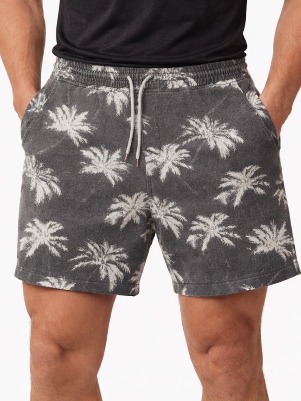 RVCA Nature x Industry "Balance of Opposites" Grey “Palm Tree” Sweat Shorts (XL)